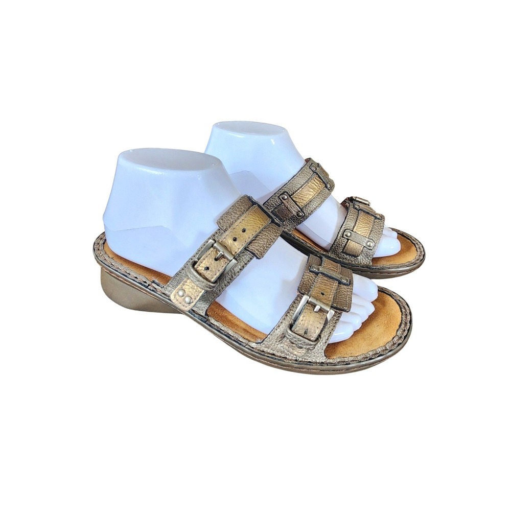 NAOT Metallic Double Strap Slide Mule Sandals Shoes Boho Artisan US 7.5 EU 38
